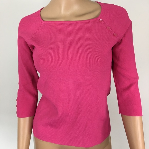 Petite Sophisticate Sweaters - PETITE SOPHISTICATE SWEATER PINK SIZE P 3/4 SLEEVE